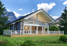 Дом H-193-1.5S (8.5х9.9) фахверк из клееных балок