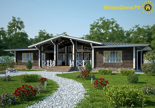 Дом из клееного бруса H-240-1D (20.0x14.5)