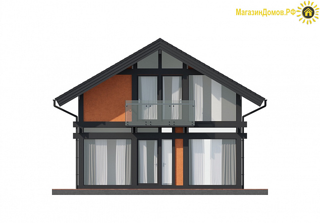 Дом H-160-1.5S (7.5x10.35) фахверк из клееных балок