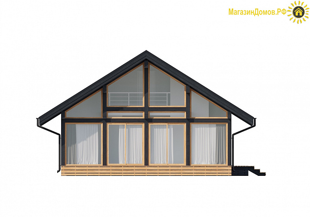 Дом H-113-1.5S (8.9x11.54) фахверк из клееных балок
