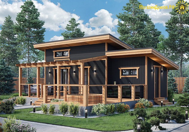 Дом H-060-1S (8.6х9.4) по каркасной технологии