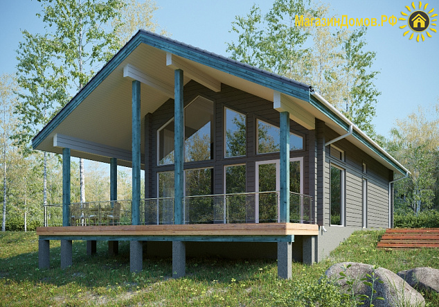 Дом из клееного бруса H-180-1.5D (10.5х16.0)