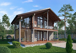 Дом  H-185-1.5S (10.55x12.80) по каркасной технологии