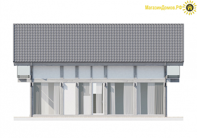 Дом H-160-1.5S (7.5x10.35) фахверк из клееных балок