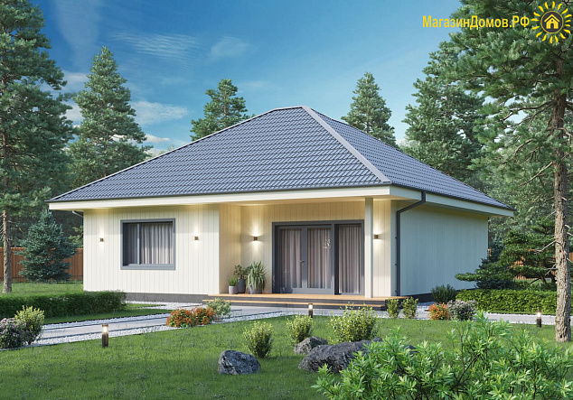 Дом H-091-1S (10.68x10.98) по каркасной технологии