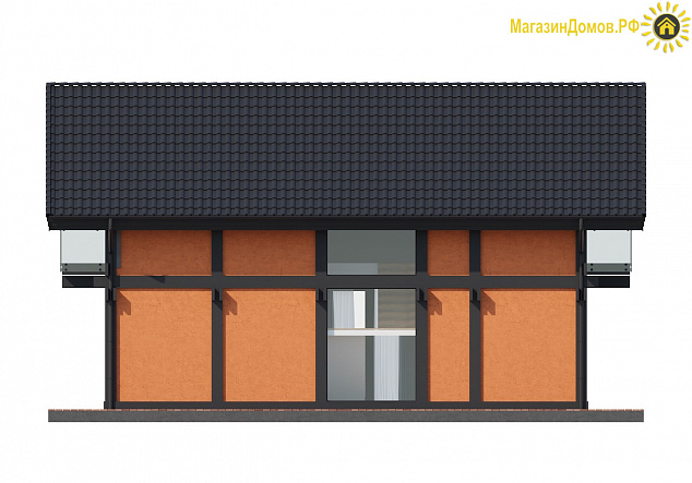 Дом H-160-1.5S (7.5x10.35) фахверк из клееных балок