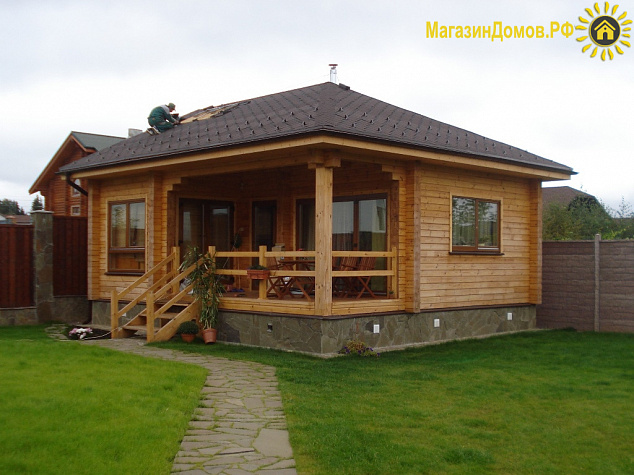 Баня S-058-1.5D (6.7х7.7) из клееного бруса