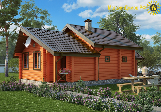 Баня S-057-1D (6.0х13.0) с бассейном