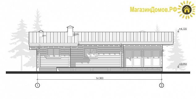 Баня S-075-1D (6.2x14.3) из клееного бруса