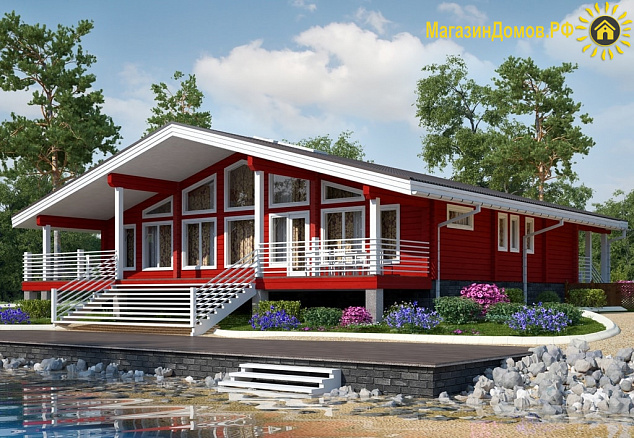 Дом - шале из клееного бруса H-226-1D (15.7х17.15)