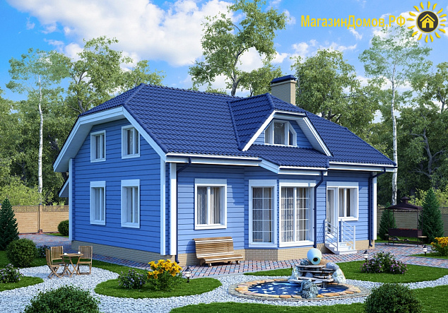 Дом из клееного бруса H-187-1.5D (8.8х12.1)