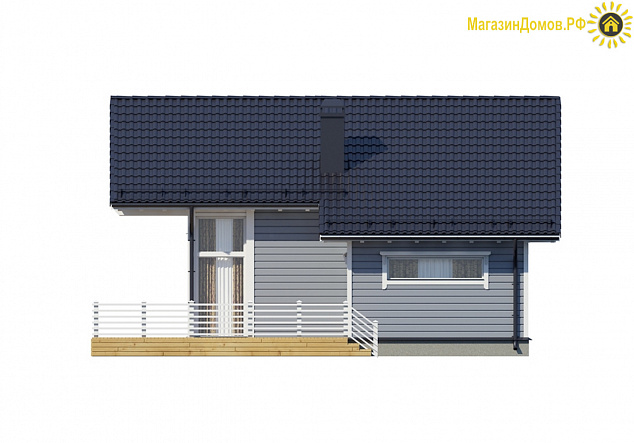 Дом H-193-1.5S (8.5х9.9) фахверк из клееных балок