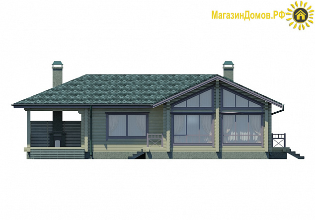 Баня из клееного бруса S-134-1D (12.1х14.5) с бассейном