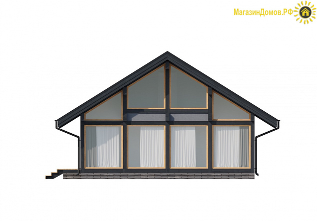 Дом H-113-1.5S (8.9x11.54) фахверк из клееных балок