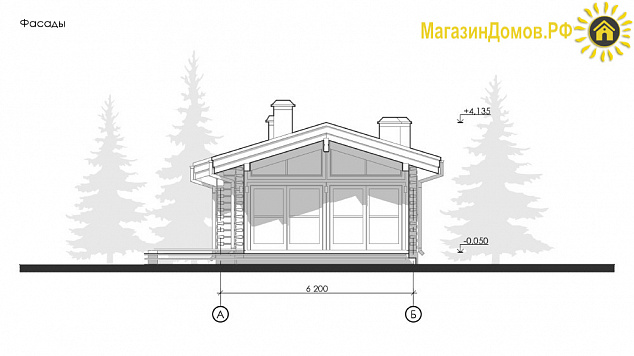 Баня S-075-1D (6.2x14.3) из клееного бруса