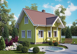 Дом-баня из клееного бруса H-80-1.5D (5.6х8.2)