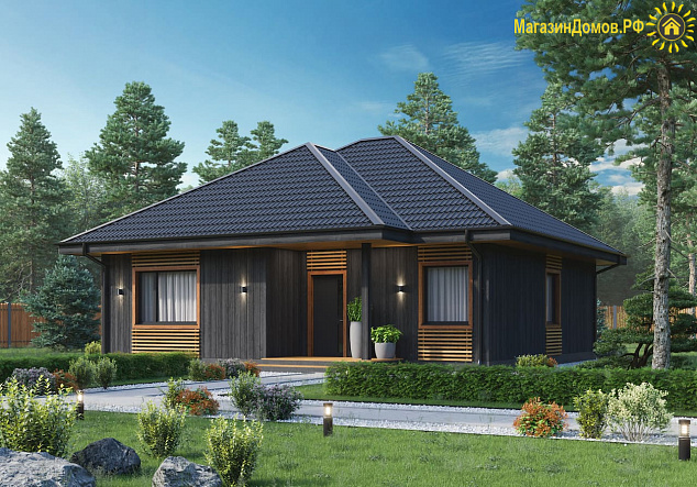 Дом H-091-1S (10.68x10.98) по каркасной технологии