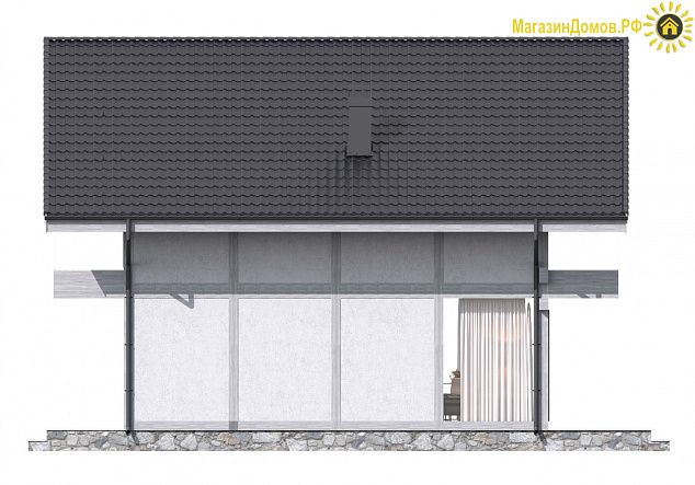 Дом H-167-1.5S (8.67x11.77) фахверк из клееных балок